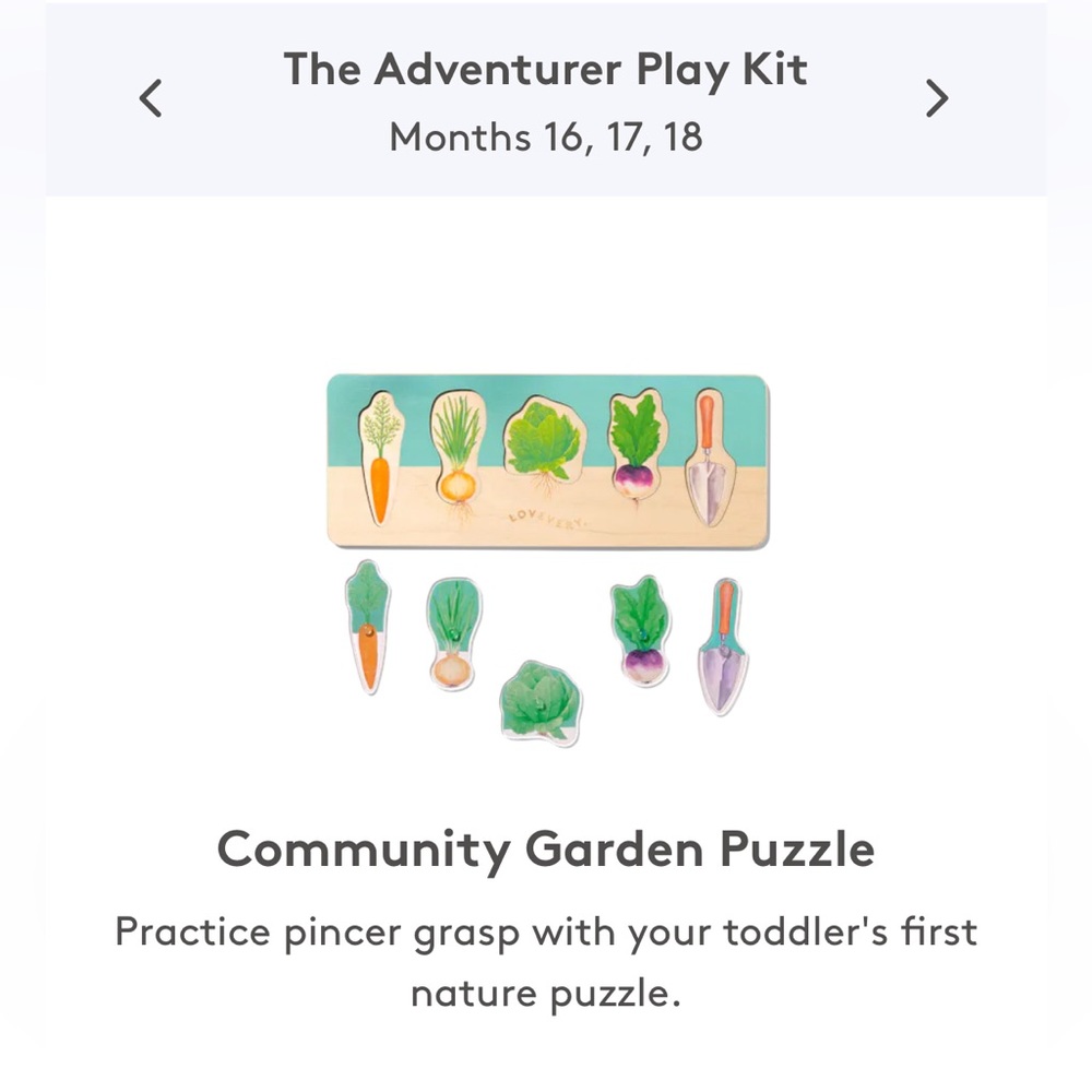 Lovevery Community Garden Puzzle Vegetables Toddler Toy Wooden